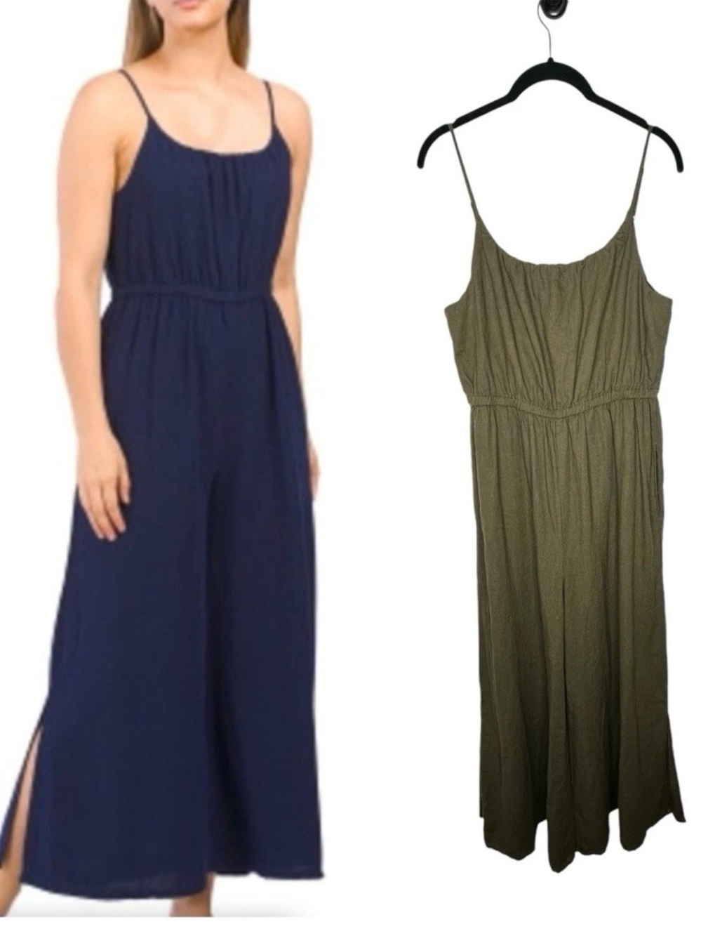 Haute Hippie Linen Strappy Wide Leg Jumpsuit S Olive Summer Resort Everyday Chic